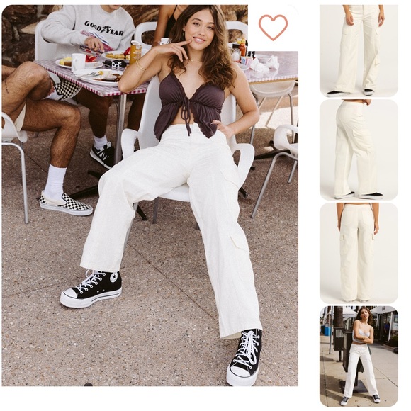 🆕 FULL TILT Women's Cargo Pants Low Rise Invisible Waist Ivory White 33 - Picture 1 of 13